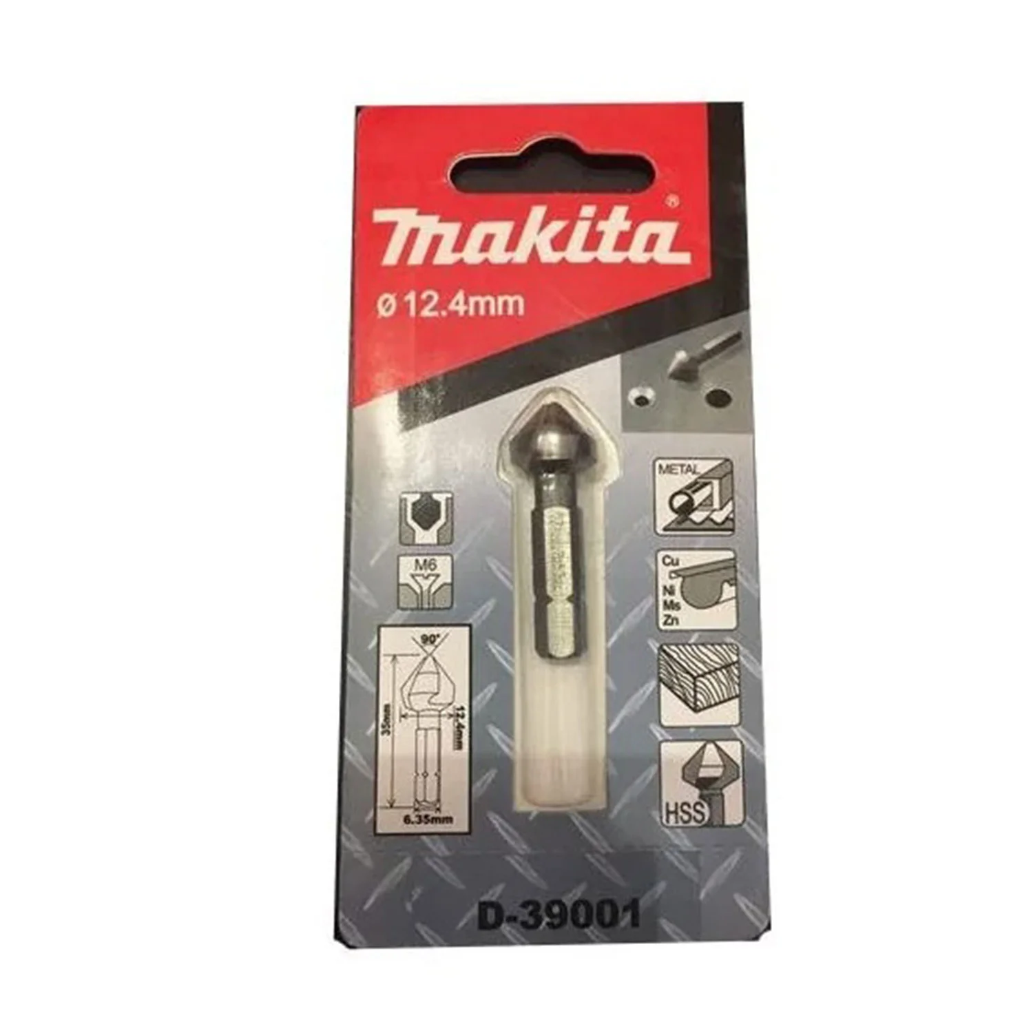 Fresa Conica Avellanada 3 Filos – 12.4 x 35 mm. – Para Taladros de Rot. toma Hex